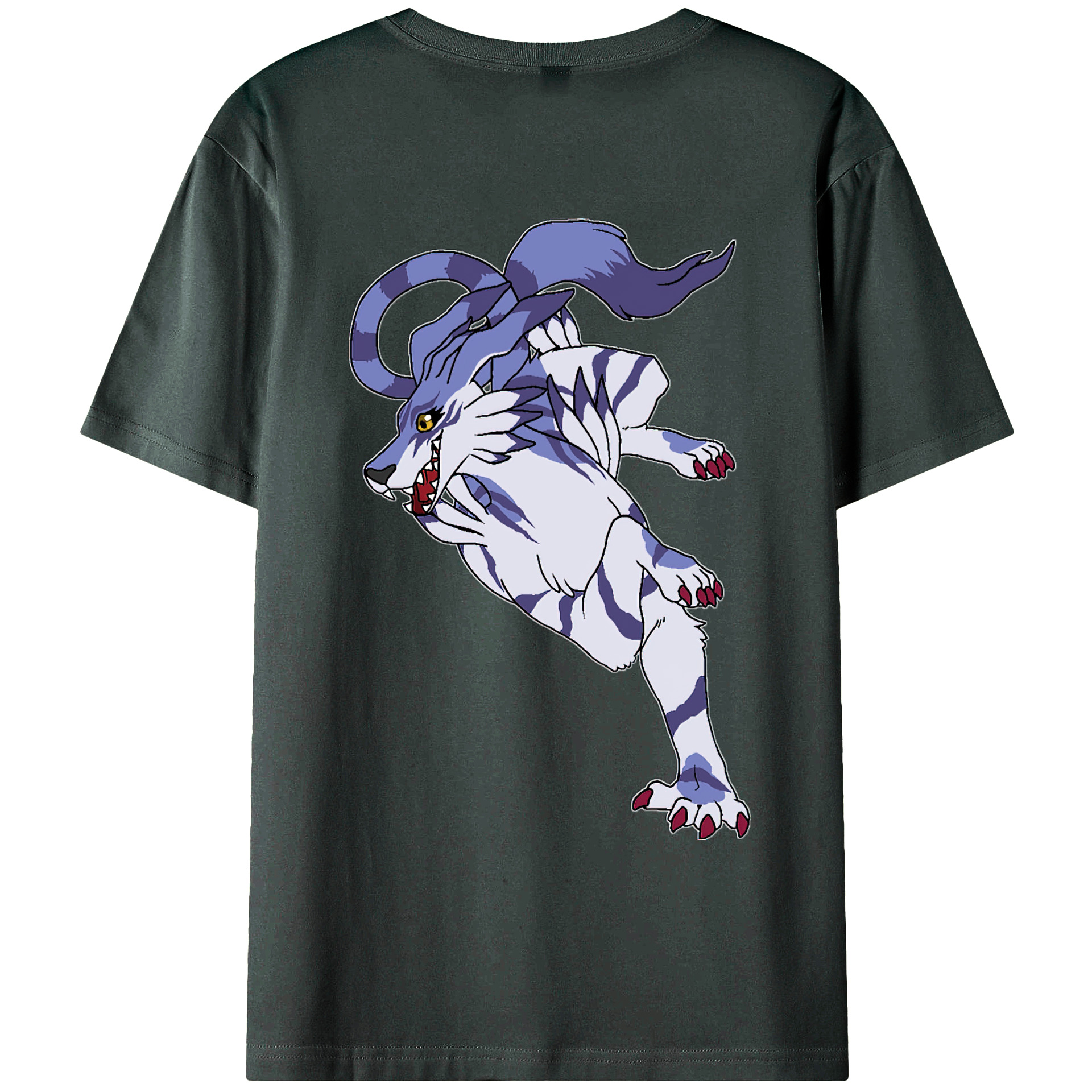 （画像用） Digimon デジタルモンスター/デジモン 綿100％ メンズ半袖Tシャツ（バックプリント） 通気性
